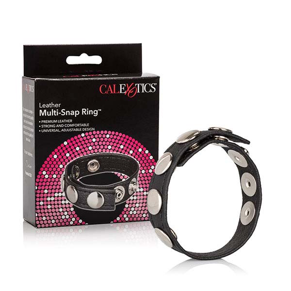 CalExotics Leather Multi-Snap Ring kožený kroužek na penis 