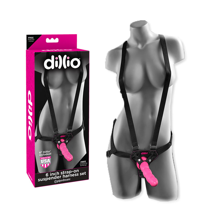 Dillio 6 Inch Strap-on Suspender Harness set dildo a postroj 