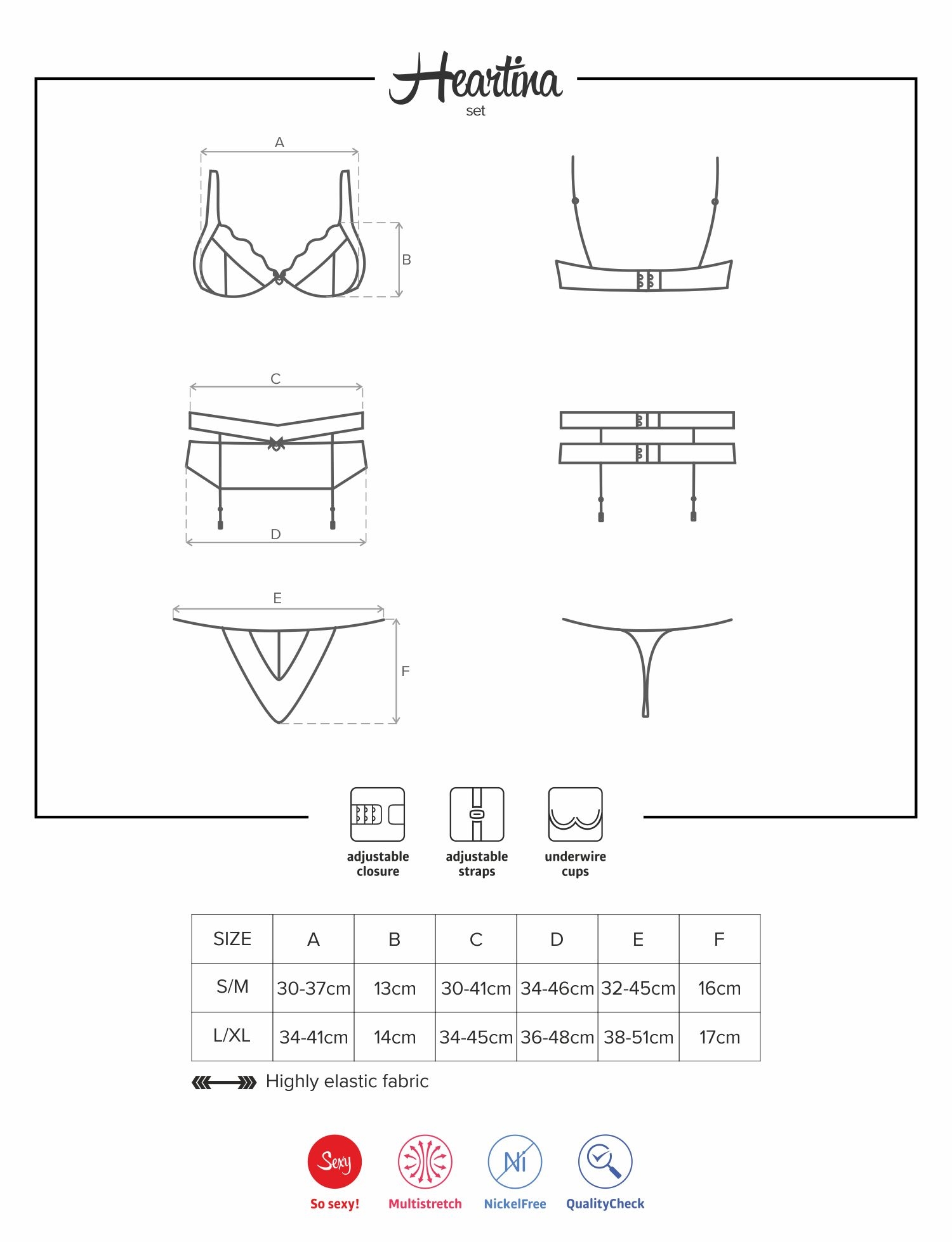 tabuľka veľkostí erotické prádlo Obsessive